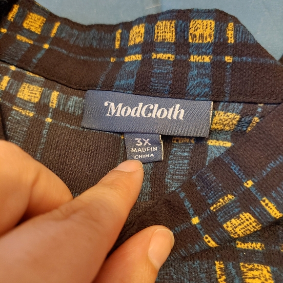Modcloth high neck plaid sleeveless blouse 3x - Picture 2 of 3